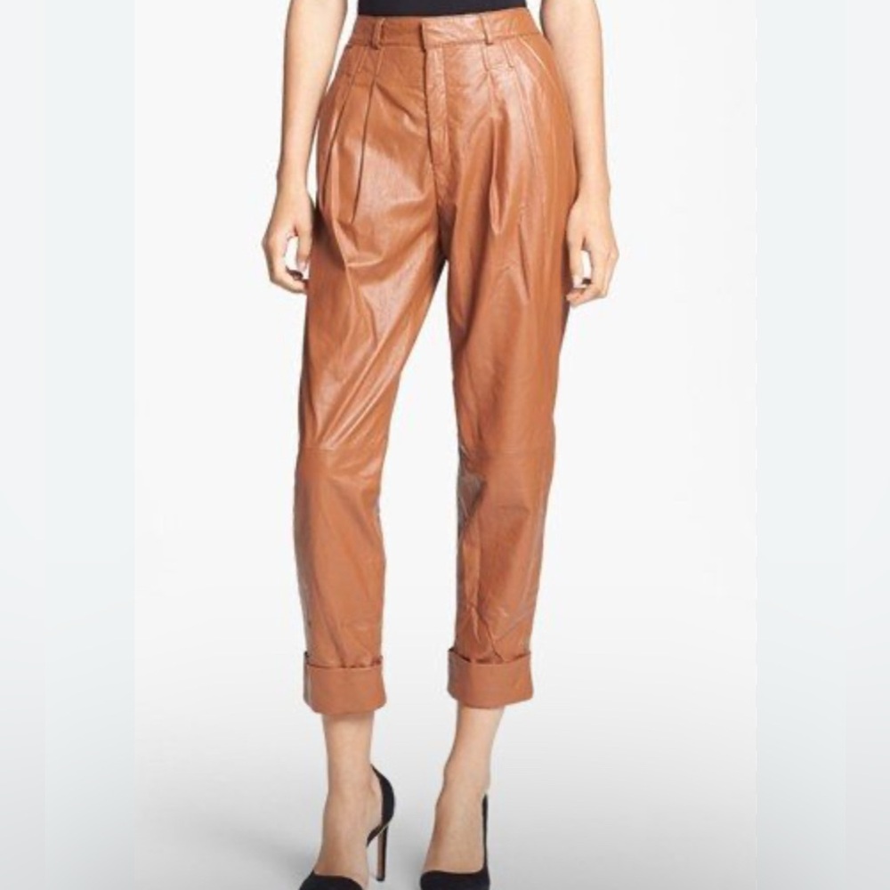 Rachel Zoe Phoenix Slouchy Cropped Leather Pants 10‎
